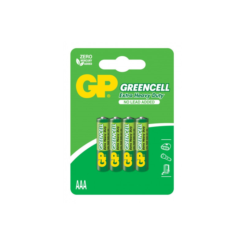 Батарейка GP 24G-U4 сольва R03 AAA Greencell   бл4/480 **