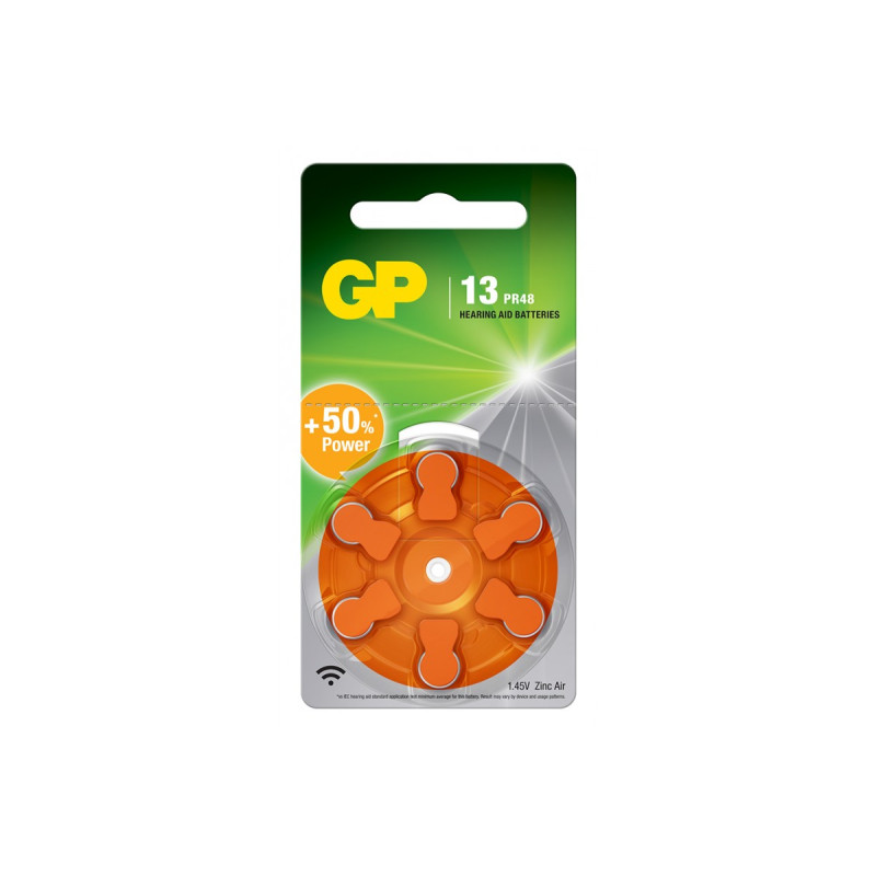 Батарейка GP ZA13-D6 Повітряно-цинкова PR48, DA13X для слухових апаратів 6/60