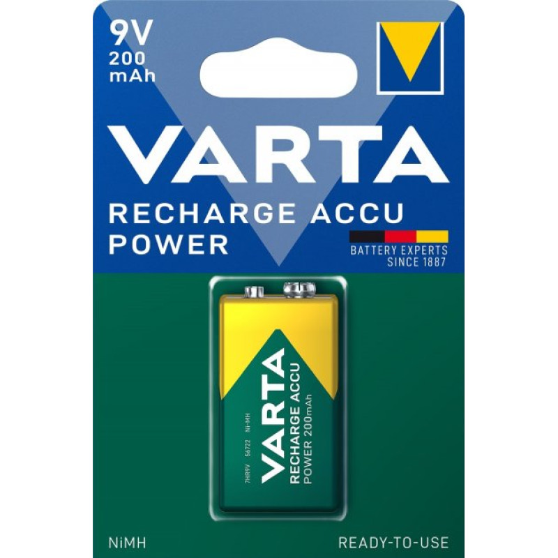 Аккумулятор VARTA RECHARGEABLE ACCU 6F22 9V 200mAh BLI 1 NI-MH (READY 2 USE)