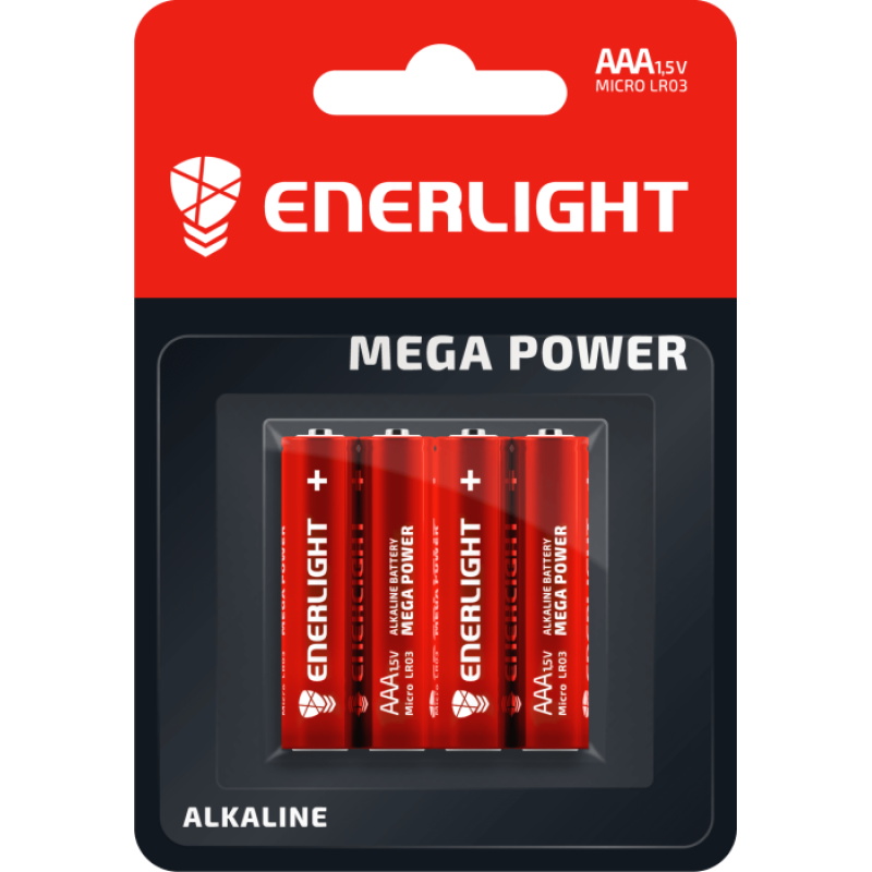Батарейка ENERLIGHT алкалін MEGA POWER AAA LR03 BLI 4/48