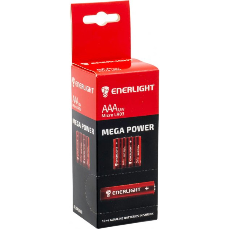 Батарейка ENERLIGHT алкалін MEGA POWER AAA LR03 FOL 4 40/480