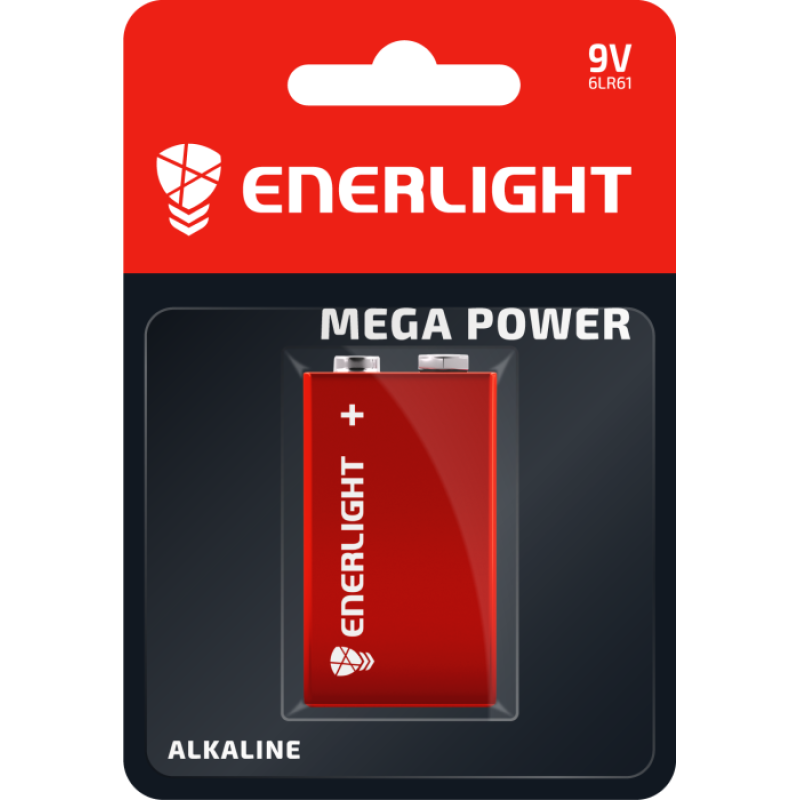 Батарейка ENERLIGHT алкалін MEGA POWER крона 6LR61 бл 1/12