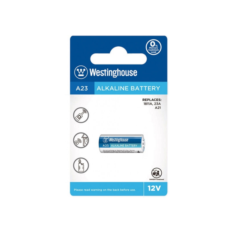 Лужна аварійна батарейка Westinghouse Remote Control Alkaline A23 12V 1шт/уп blister 1/24