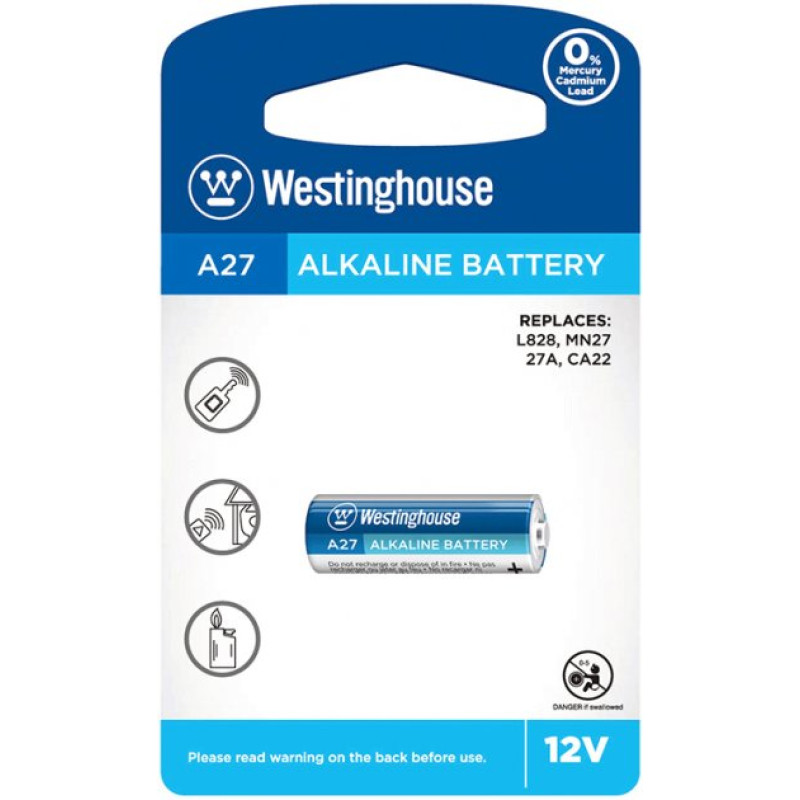 Лужна аварійна батарейка Westinghouse Remote Control Alkaline A27 12V 1шт/уп blister 1/24