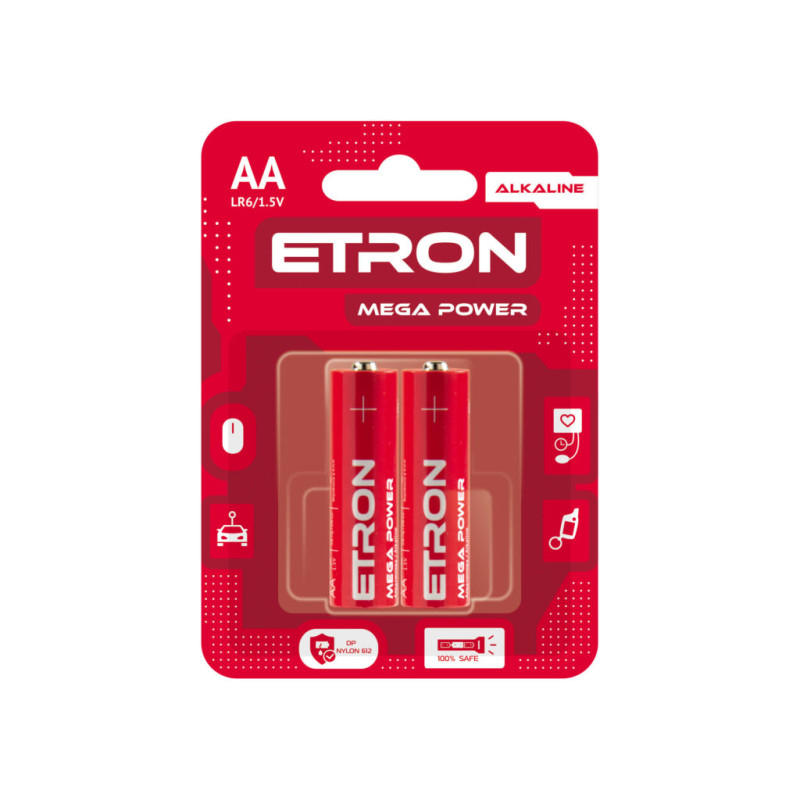Батарейка ETRON Mega Power АА-LR6 Blister Alkaline, 2 pcs 2/24