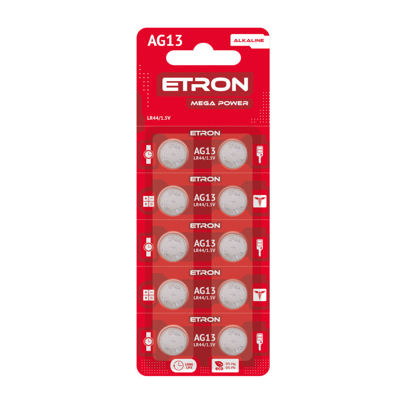 Батарейка ETRON Mega Power AG 13 (LR44) Blister 10 pcs 10/200
