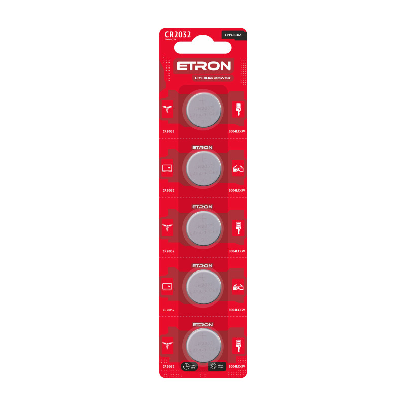 Батарейка ETRON Lithium Power CR2032 3V Blister 5 pcs 5/60