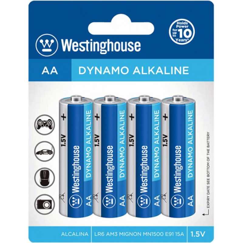Лужна батарейка Westinghouse Dynamo Alkaline AA/LR6 4шт/уп blister 4/96