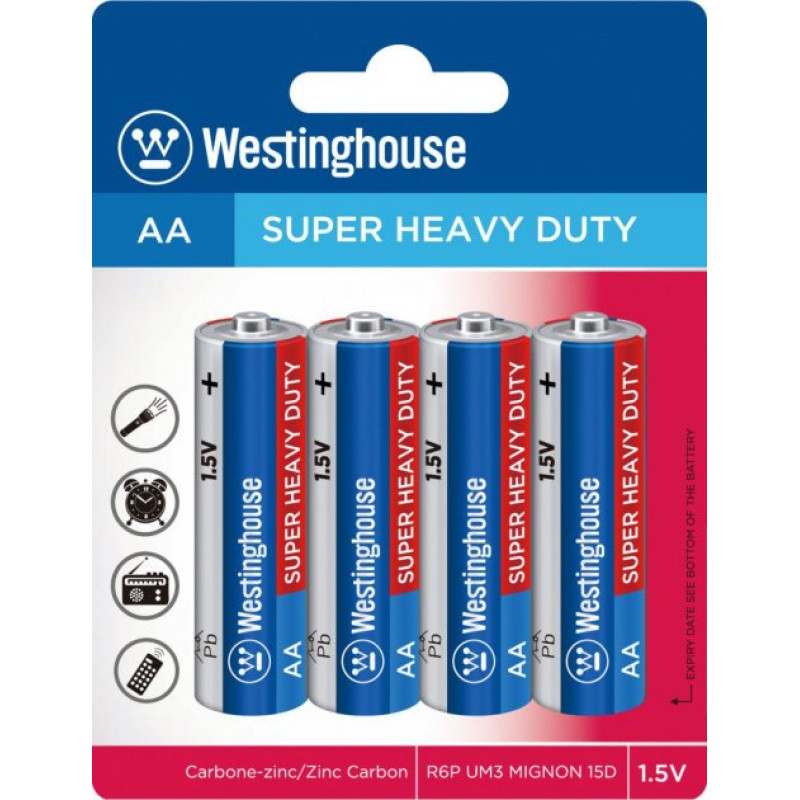 Сольова батарейка Westinghouse Super Heavy Duty AA/R6 4шт/уп blister 4/96