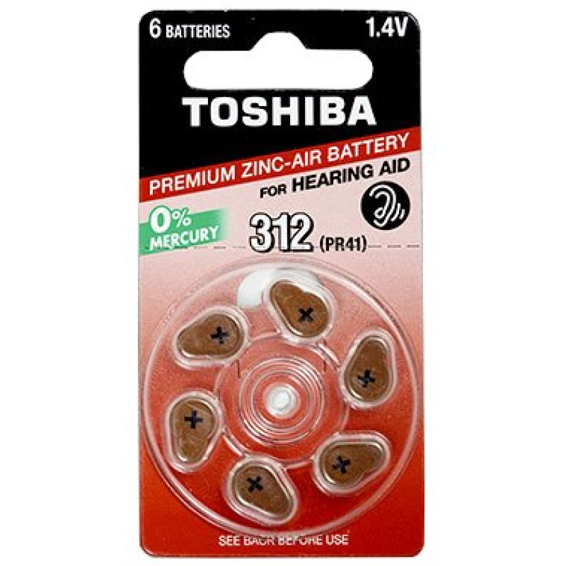 Батарейка Toshiba Повітряно-цинкова PR41 (size 312) бл6/