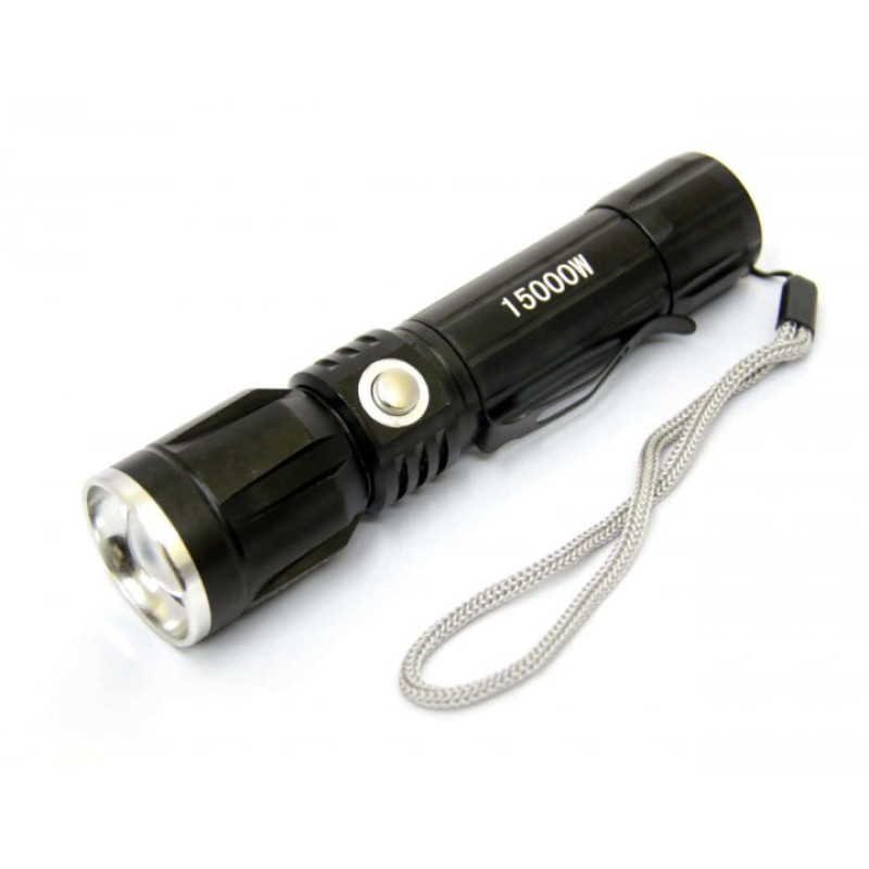 Ліхтар 770-15000w (089) POLICE ZOOM МОНОкріст, скоба, 150 * 35 * 30мм, 3 * AAA / Li-ion акк. + ЗУ 22