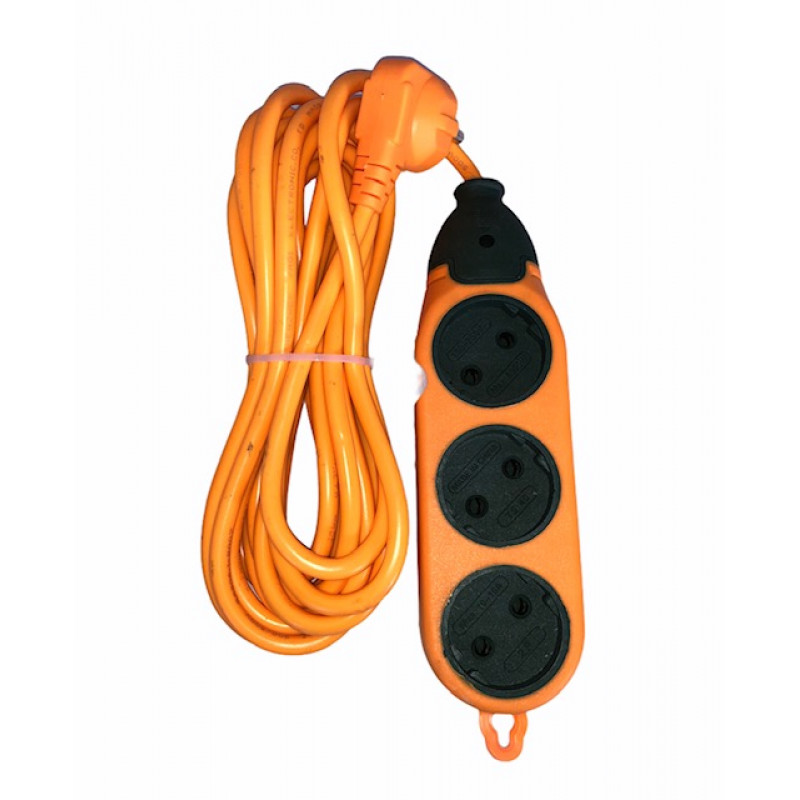 Подовжувач 3 гнізда + 3 гнізда Помаранчевий (для будівництв 3м)