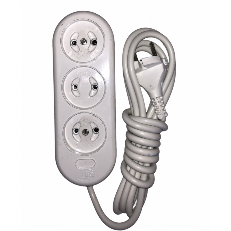 Подовжувач 3 гнізда/ 3м карболітова колодка 16А 250В (ПВС 2 * 0,75) БІЛИЙ S 80-3