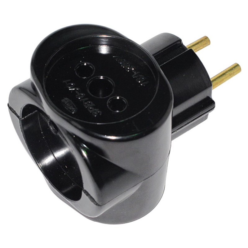 Трійник карболитовий/Латунь 16A 250V Житомир Чорний  S 930