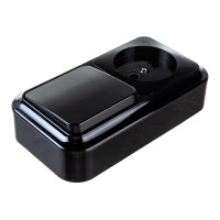 Блок зовнішний Вимикач + розетка  Bylectrica Пралеска ЧОРНИЙ В-РЦ-521