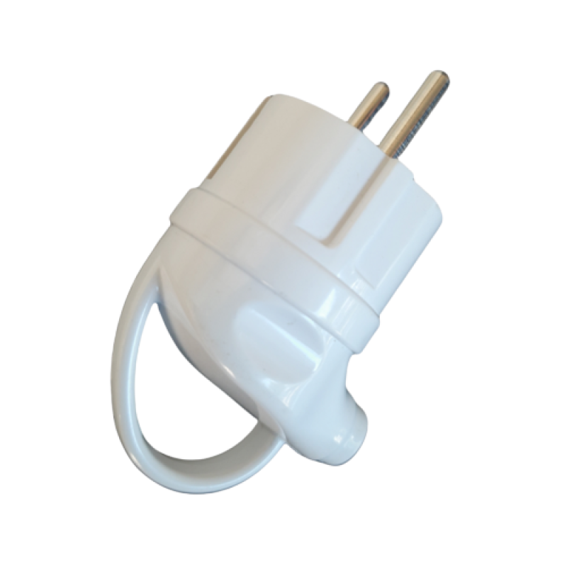 Вилка ERKA 1004, 16А із заземленням та ручкою, біла, Україна