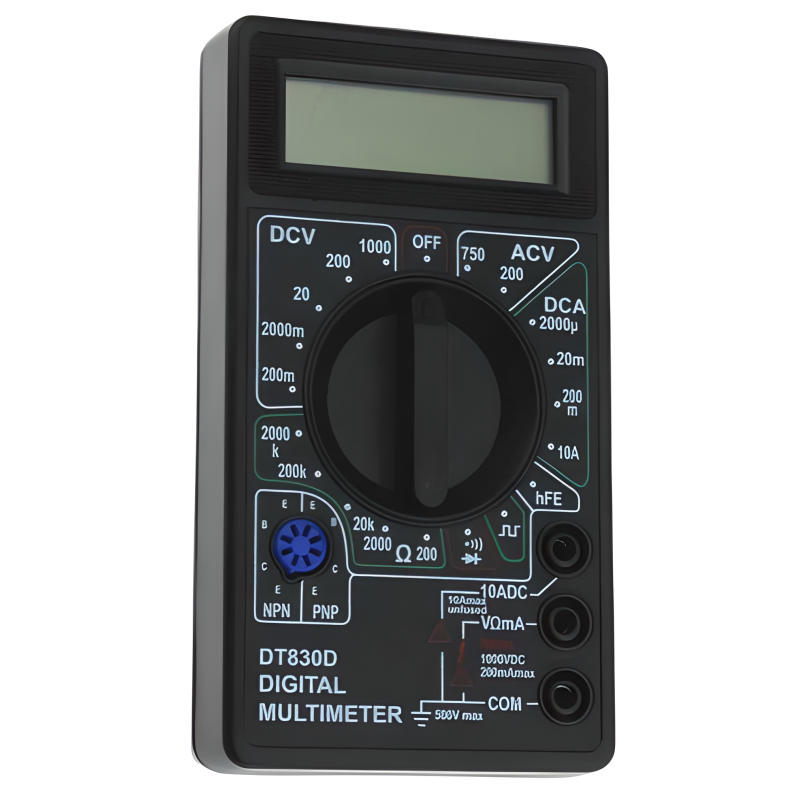 Тестер 830 DT D LCD, 170*85мм, пластиковий футляр, A, V, R, тест діодів, зумер