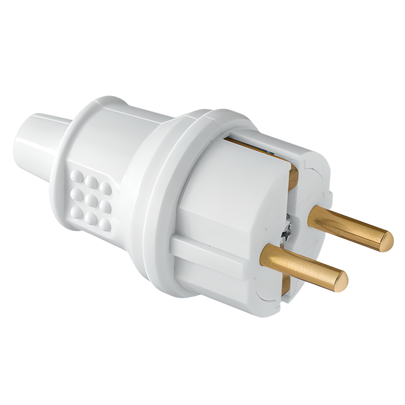 Вилка штепсельна із заземленням 250В 16А СВ-В біла (латунь) ВШ16 016