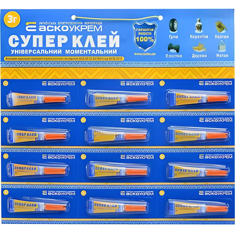 Супер Клей лист 3шт*4шт - 3г /12шт.