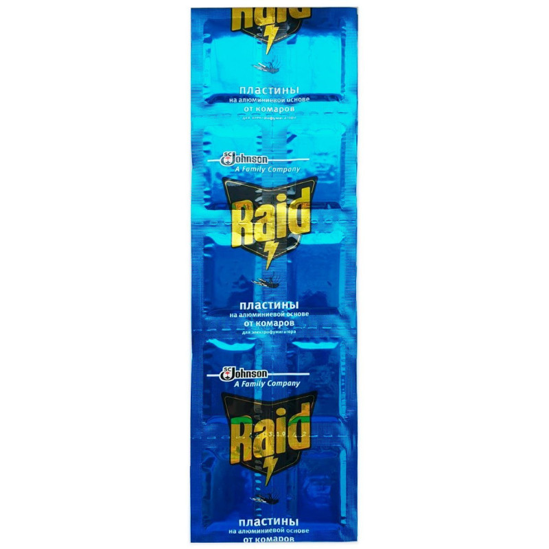 Пластини від комарів Raid Алюмінева основа (10шт. / Лист) 1л. / 120