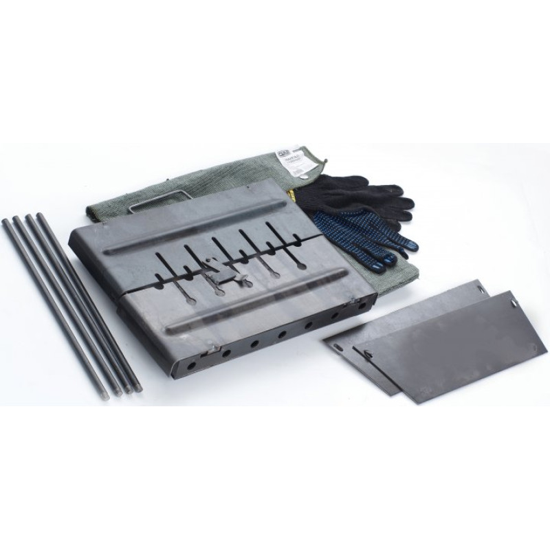 Мангал розкладний (кейс) товщина 2мм на 6 шампурів з чохлом і рукавичками (СИЛА - Кемпінг)