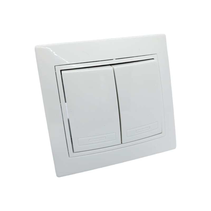 MIRA Вимикач подвійний білий з білою вставкою (1/10шт/120шт)