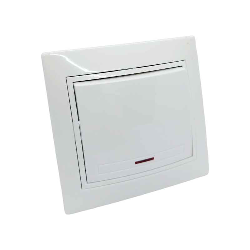 MIRA Вимикач з підсвіткою білий з білою вставкою (1/10шт/120шт)