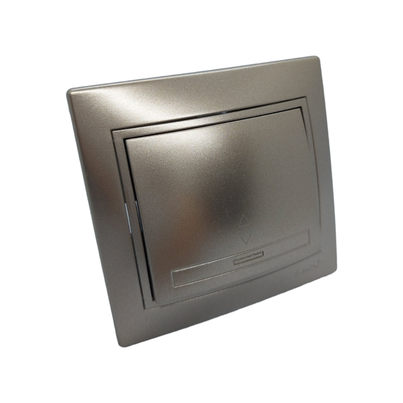 MIRA Вимикач прохідний світло-коричневий перламутр зі вставкою (1/10шт/120шт)