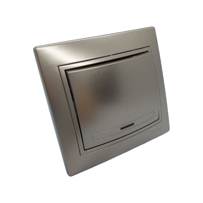 MIRA Вимикач з підсвіткою світло-коричневий перламутр зі вставкою (1/10шт/120шт)