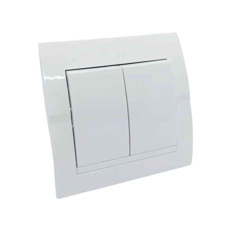 DERIY Вимикач подвійний  білий (1/10шт/120шт)