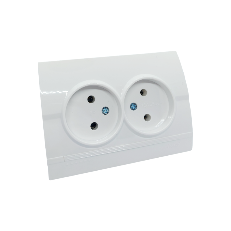 DERIY Розетка подвійна без заземлення біла (1/10шт/120шт)