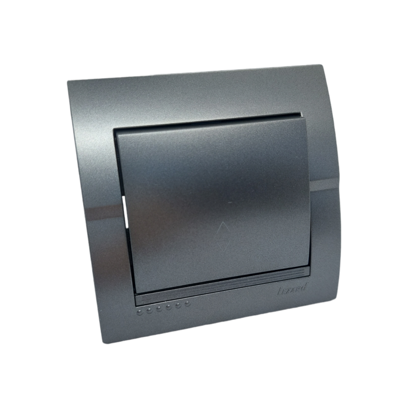 DERIY Вимикач прохідний темно-сірий металік (1/10шт/120шт)