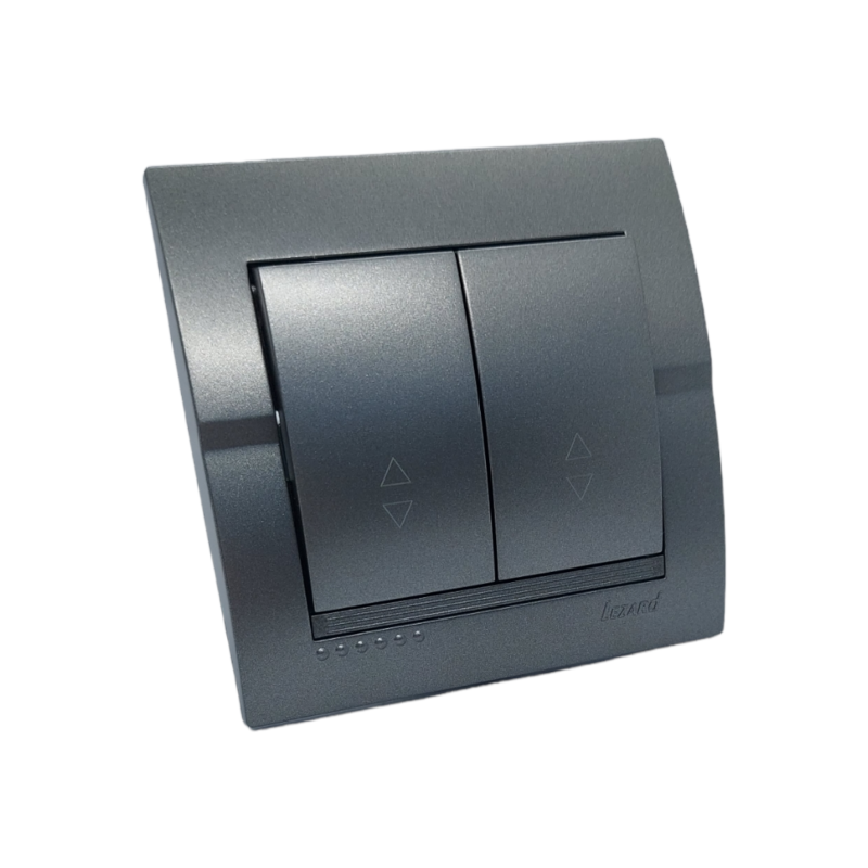 DERIY Вимикач прохідний подвійний темно-сірий металік (1/10шт/120шт)