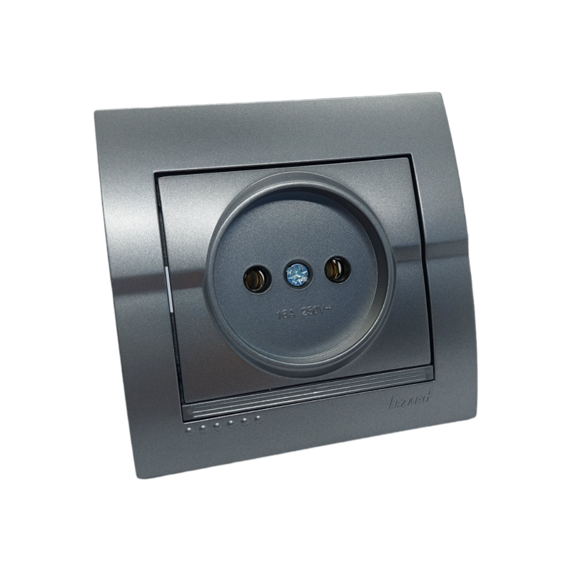 DERIY Розетка без заземлення темно-сірий металік (1/10шт/120шт)