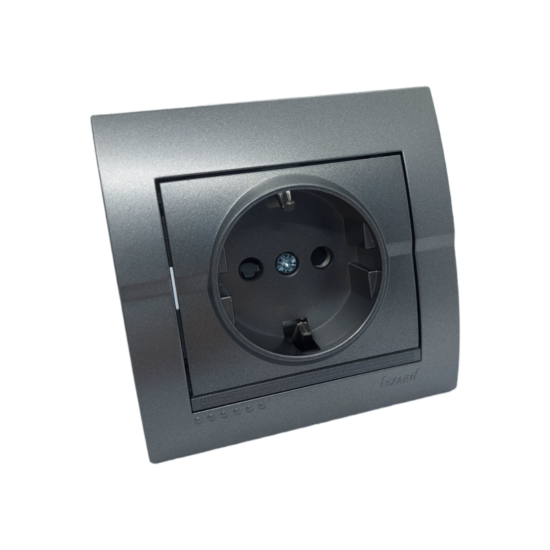 DERIY Розетка із захистом від дітей темно-сірий металік (1/10шт/120шт)