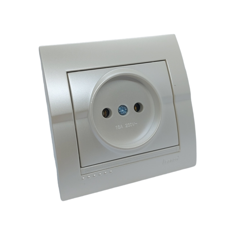 DERIY Розетка без заземлення перлинно-біла металік (1/10шт/120шт)