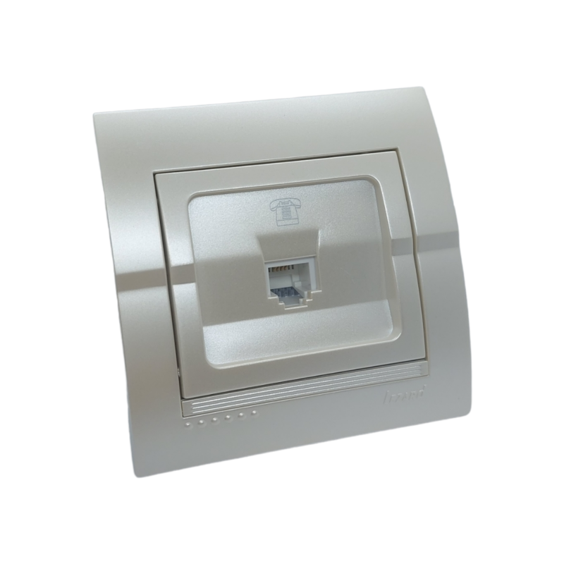 DERIY Розетка телефонна євро перлинно-біла металік (1/10шт/120шт)