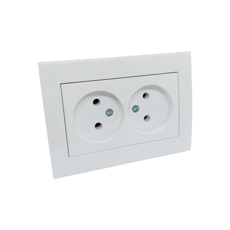RAIN Розетка подвійна без заземлення ПБТ біла (1/10шт/120шт)