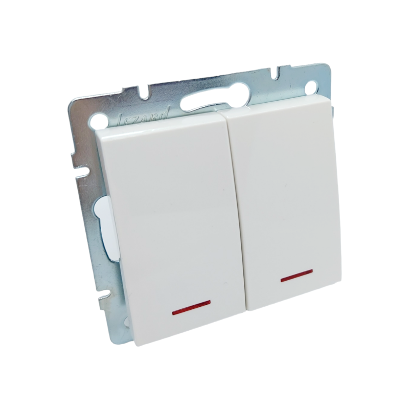 RAIN Вимикач подвійний з підсвіткою білий  (1/10шт/120шт)