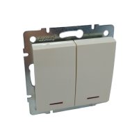 RAIN Вимикач подвійний з підсвіткою крем (1/10/120 шт)