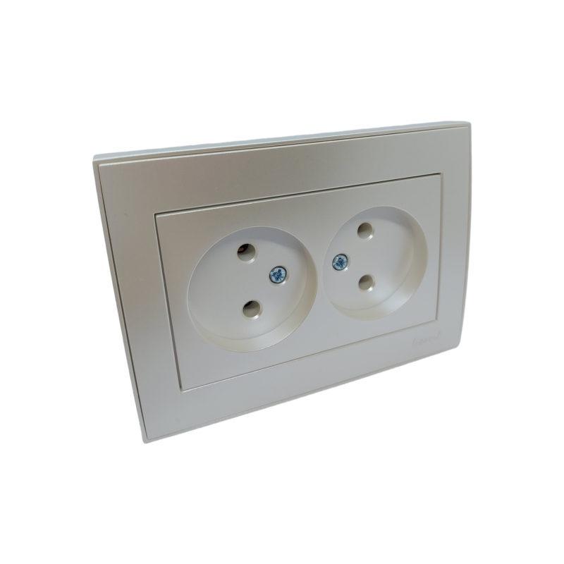 RAIN Розетка подвійна без заземлення ПБТ перламутровий перламутр (1/10шт/120шт)