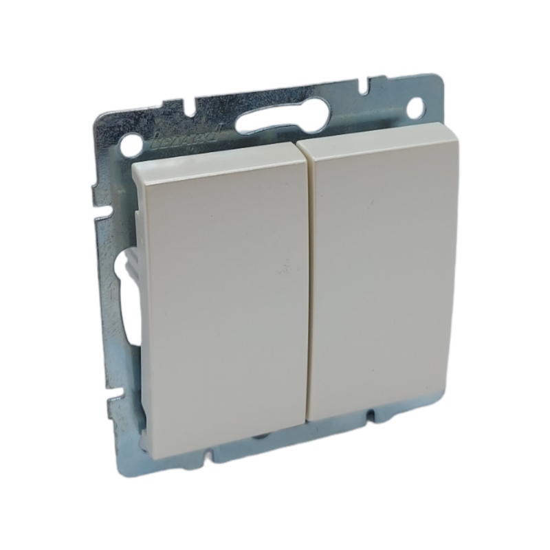 RAIN Вимикач подвійний  перлинно-білий перламутр  (1/10шт/120шт)