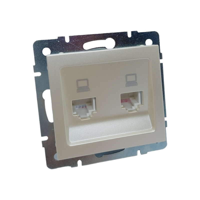 RAIN Розетка комп'ютерна 2-а  перлинно-білий перламутр  (1/10шт/120шт)