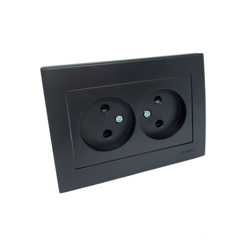 RAIN Розетка подвійна без заземлення ПБТ антрацит (1/шт/120шт)