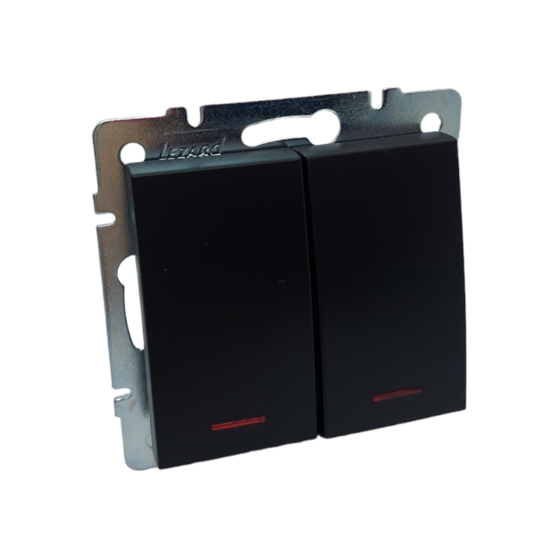 RAIN Вимикач подвійний з підсвіткою антрацит  (1/10шт/120шт)