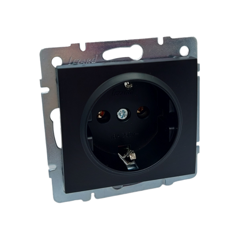 RAIN Розетка із заземленням ПБТ антрацит (1/10шт/120шт)