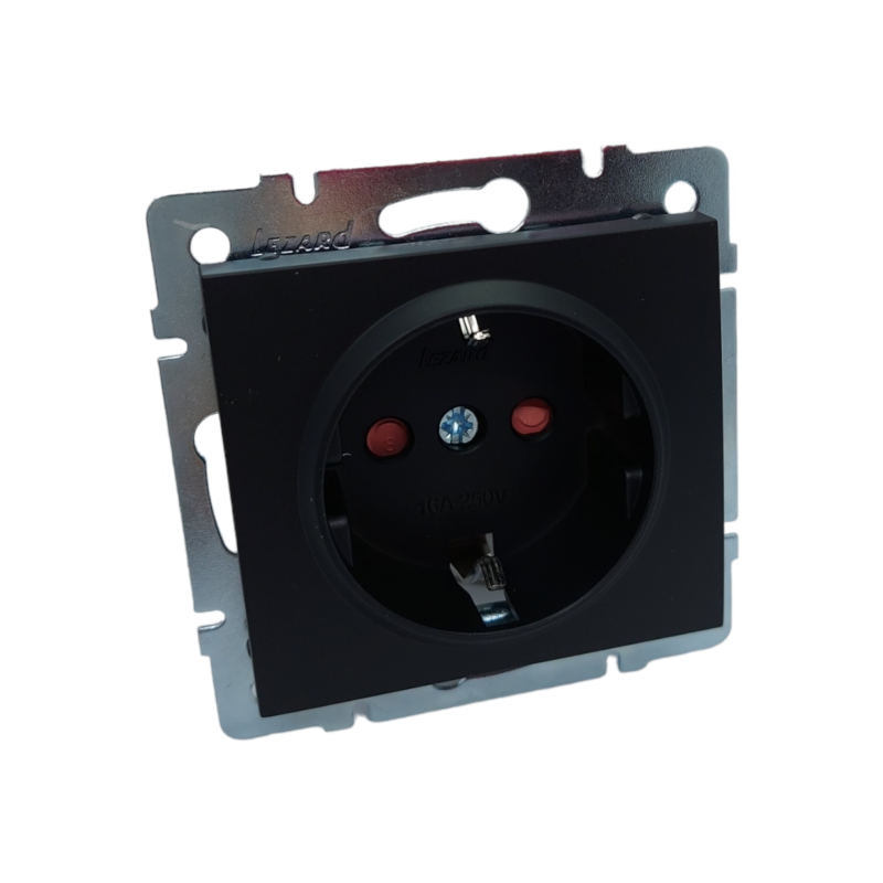 RAIN Розетка з захистом від дітей  ПБТ антрацит (1/10шт/120шт)