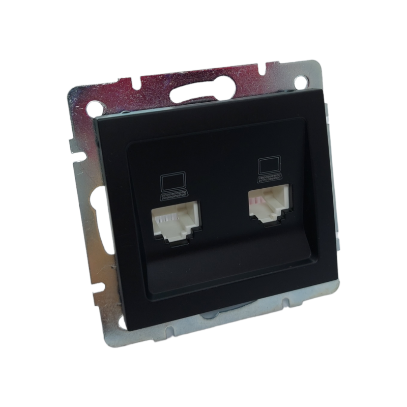 RAIN Розетка комп'ютерна 2-а  антрацит  (1/10шт/120шт)