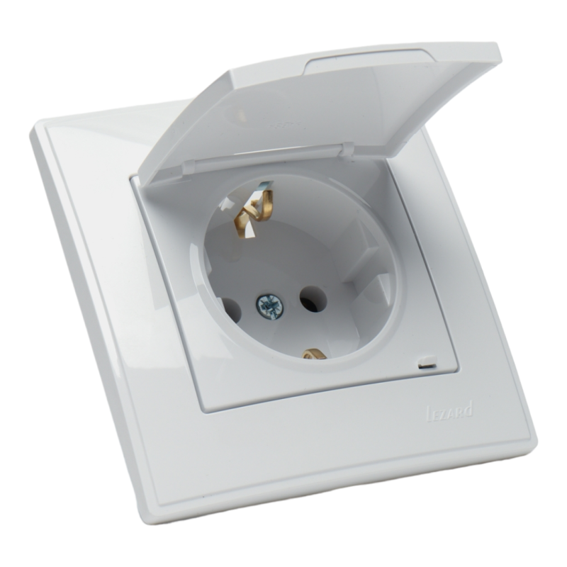 LESYA Розетка із заземленням з кришкою біла (1/10шт/120шт)