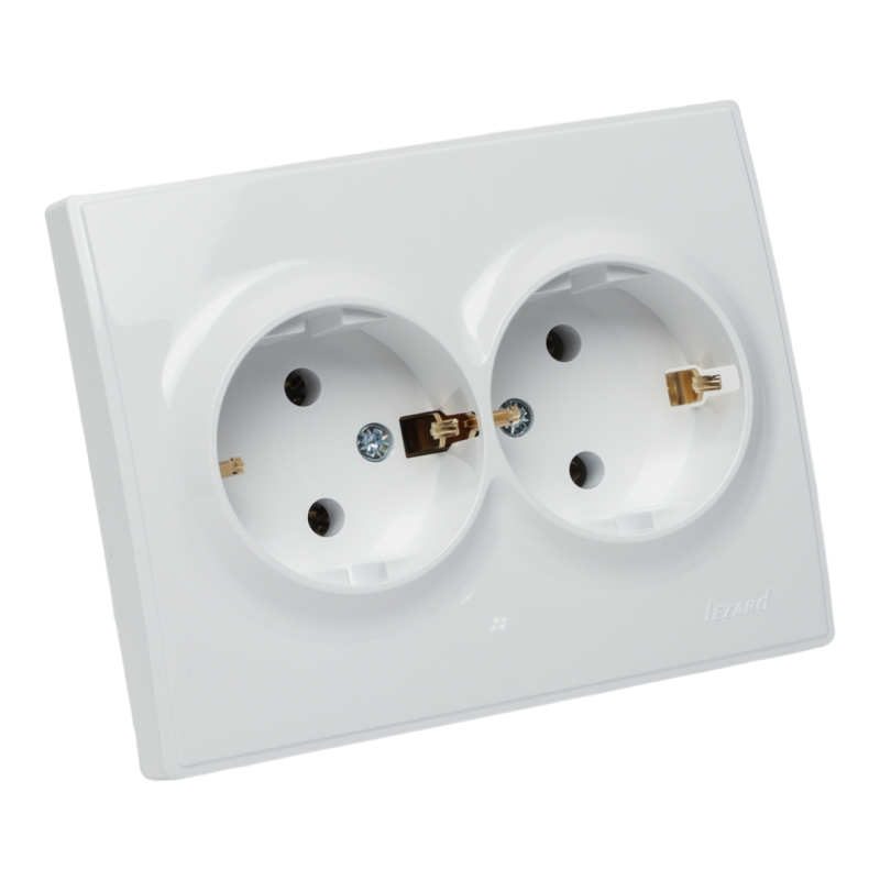 LESYA Розетка подвійна із заземленням біла (1/10шт/120шт)